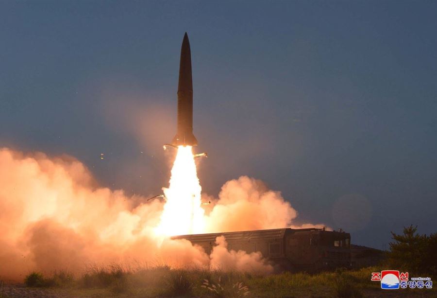 North Korea fired two missiles as the “American monster” passed by