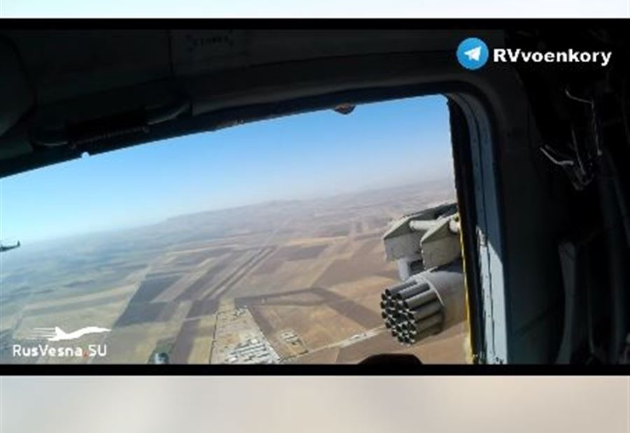 The flight of a Russian helicopter over two American bases in Syria (video)